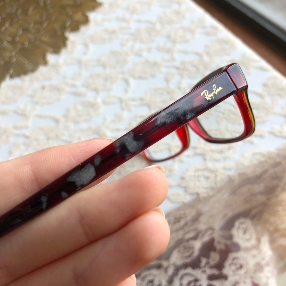 Ray Ban Red and Black Eyeglasses - Picture 4 of 8